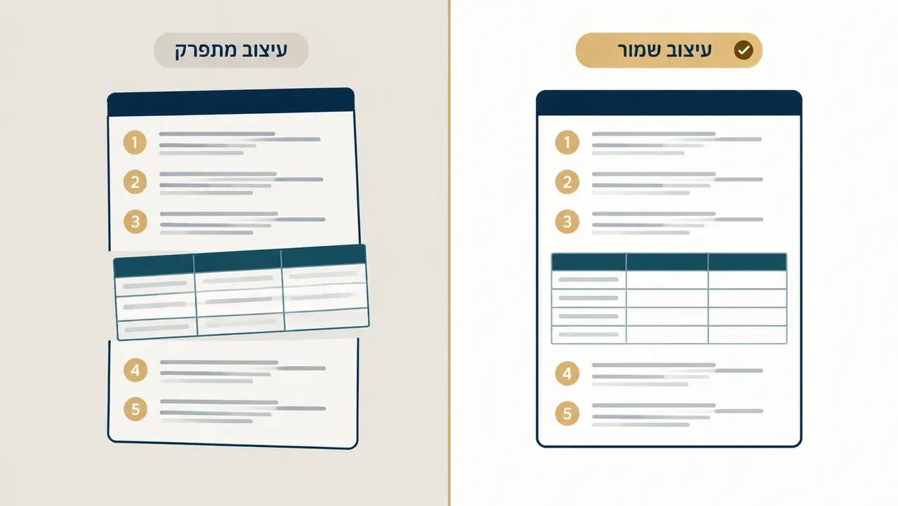 שמירה על עיצוב ועימוד